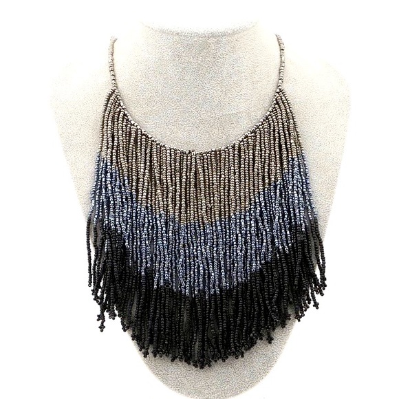Free People Jewelry - New Stunning Gradient Seed Bead Tassel Necklace